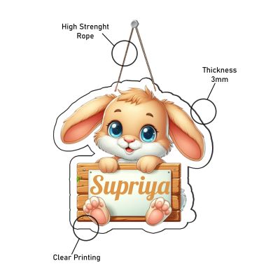 Rabbit Cute Animal Wooden Wall Hanging Customized With Name Kids Room, Living Room, Home Decor Birthday Gift For Kids